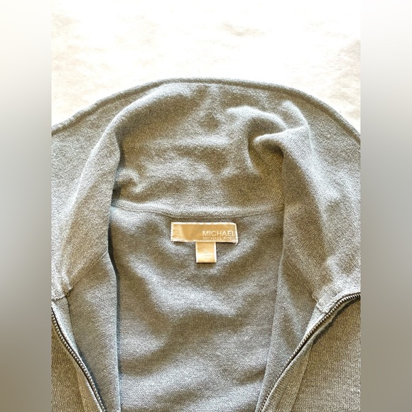 🍁40%Off only in bundle Like New Michael Kors Metallic Knit Zip-up Cardigan large - Picture 7 of 10